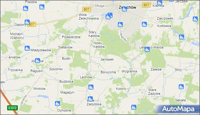 mapa Janówek gmina Żelechów, Janówek gmina Żelechów na mapie Targeo