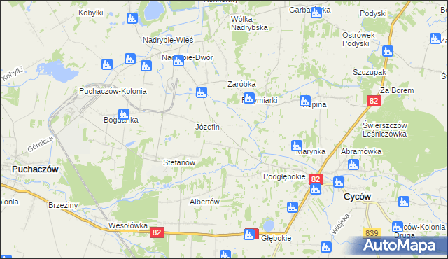 mapa Janowica gmina Cyców, Janowica gmina Cyców na mapie Targeo