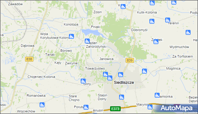 mapa Janowica gmina Siedliszcze, Janowica gmina Siedliszcze na mapie Targeo