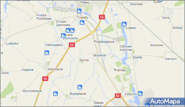 mapa Janowice gmina Kruszwica, Janowice gmina Kruszwica na mapie Targeo