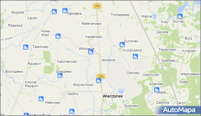 mapa Janowice gmina Wierzbinek, Janowice gmina Wierzbinek na mapie Targeo