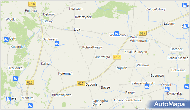 mapa Janowięta, Janowięta na mapie Targeo