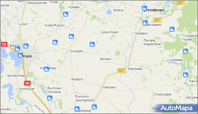 mapa Janowo gmina Kikół, Janowo gmina Kikół na mapie Targeo