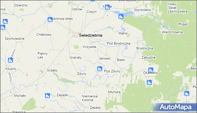 mapa Janowo gmina Świedziebnia, Janowo gmina Świedziebnia na mapie Targeo