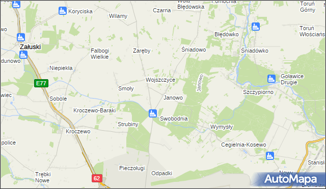 mapa Janowo gmina Zakroczym, Janowo gmina Zakroczym na mapie Targeo