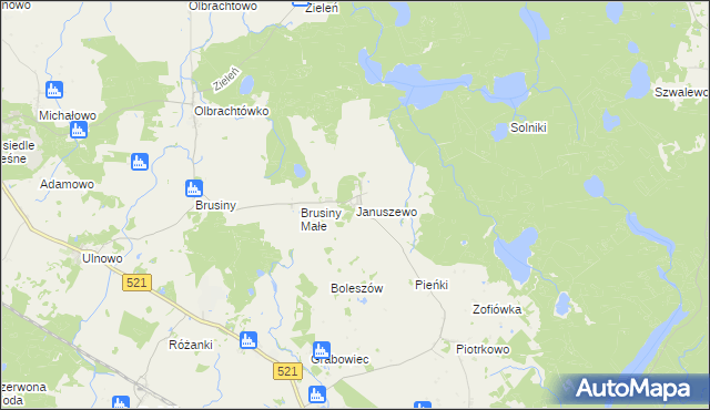 mapa Januszewo gmina Susz, Januszewo gmina Susz na mapie Targeo