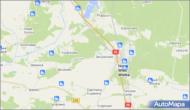 mapa Januszkowo gmina Nowa Wieś Wielka, Januszkowo gmina Nowa Wieś Wielka na mapie Targeo