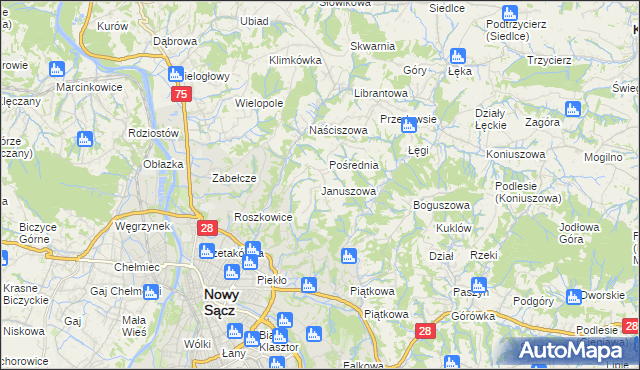 mapa Januszowa, Januszowa na mapie Targeo