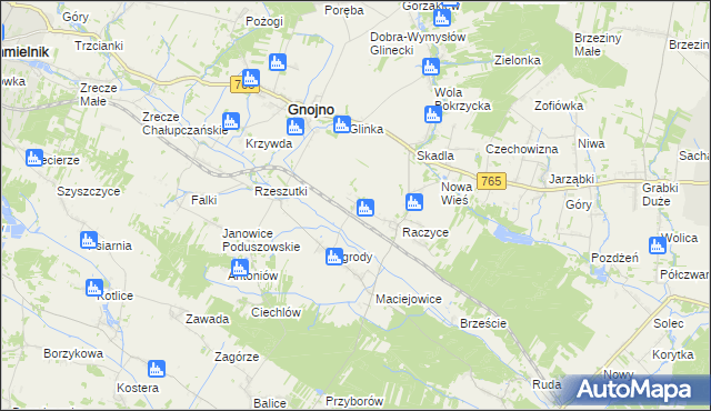 mapa Januszowice gmina Gnojno, Januszowice gmina Gnojno na mapie Targeo