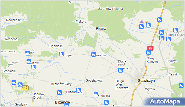 mapa Jarantów, Jarantów na mapie Targeo