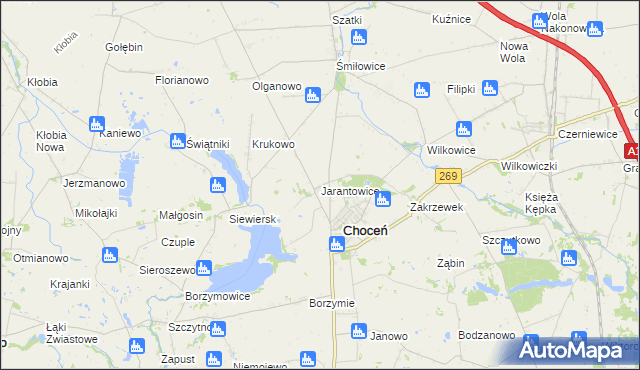 mapa Jarantowice gmina Choceń, Jarantowice gmina Choceń na mapie Targeo