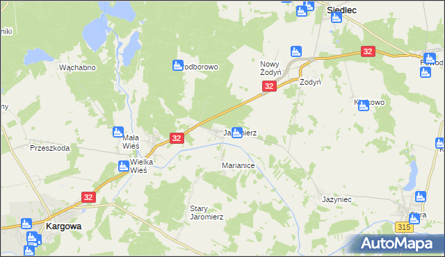 mapa Jaromierz gmina Siedlec, Jaromierz gmina Siedlec na mapie Targeo