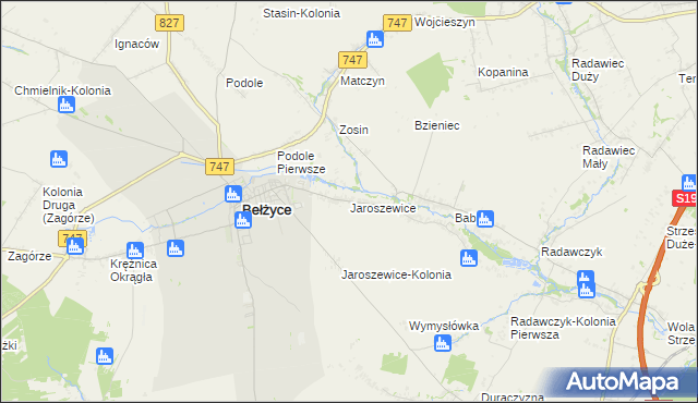 mapa Jaroszewice, Jaroszewice na mapie Targeo