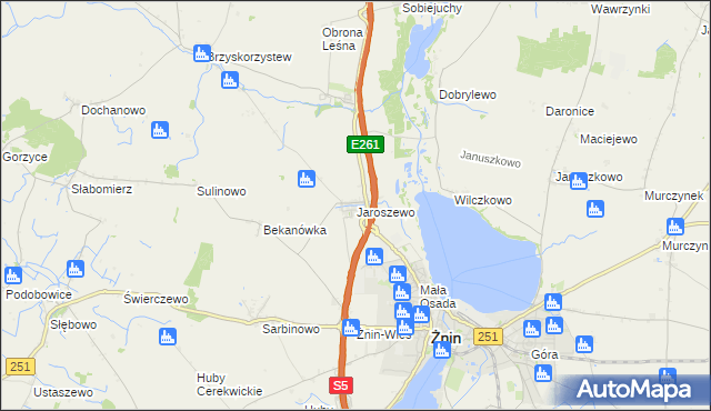 mapa Jaroszewo gmina Żnin, Jaroszewo gmina Żnin na mapie Targeo