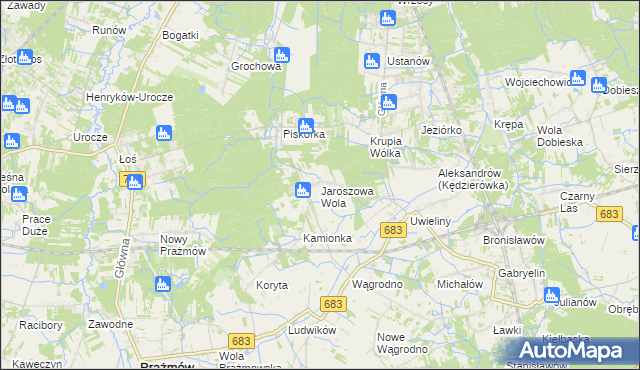 mapa Jaroszowa Wola, Jaroszowa Wola na mapie Targeo