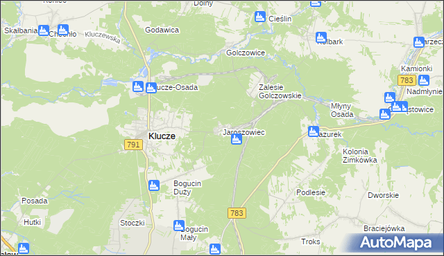 mapa Jaroszowiec, Jaroszowiec na mapie Targeo