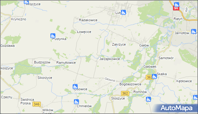 mapa Jarząbkowice gmina Kostomłoty, Jarząbkowice gmina Kostomłoty na mapie Targeo