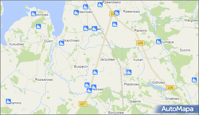 mapa Jarzysław gmina Kamień Pomorski, Jarzysław gmina Kamień Pomorski na mapie Targeo