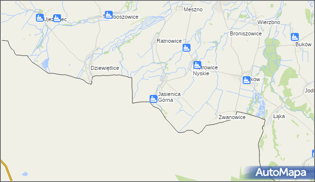 mapa Jasienica Górna, Jasienica Górna na mapie Targeo