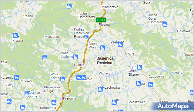 mapa Jasienica Rosielna, Jasienica Rosielna na mapie Targeo