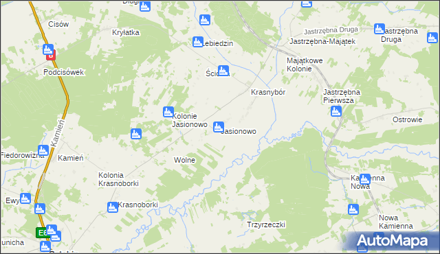 mapa Jasionowo gmina Sztabin, Jasionowo gmina Sztabin na mapie Targeo