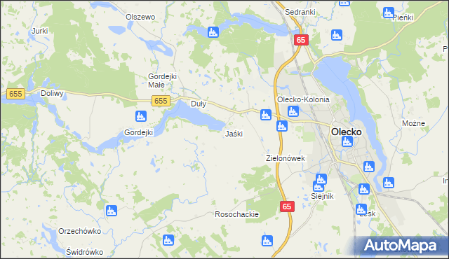 mapa Jaśki gmina Olecko, Jaśki gmina Olecko na mapie Targeo