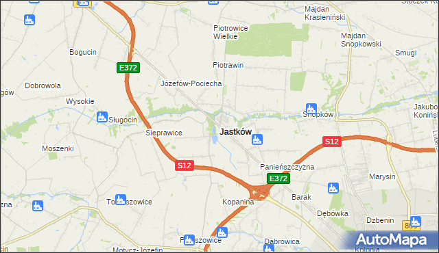 mapa Jastków powiat lubelski, Jastków powiat lubelski na mapie Targeo