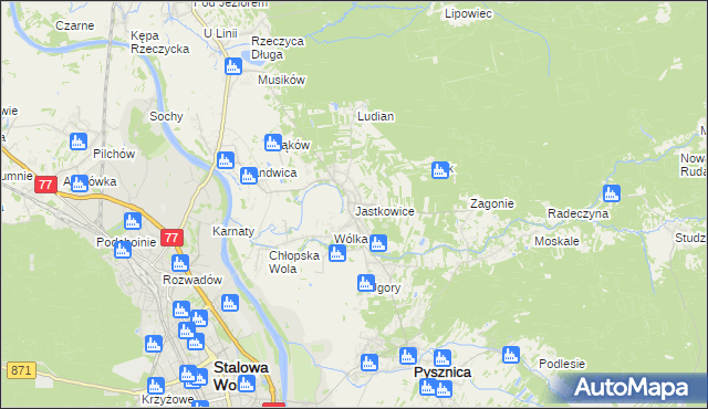 mapa Jastkowice, Jastkowice na mapie Targeo