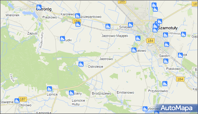 mapa Jastrowo, Jastrowo na mapie Targeo