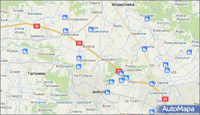 mapa Jaszczew, Jaszczew na mapie Targeo