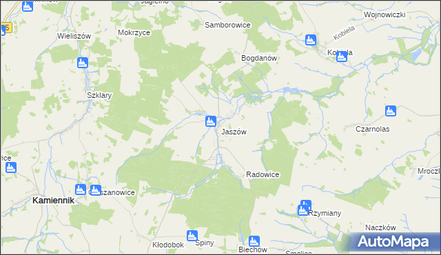 mapa Jaszów, Jaszów na mapie Targeo