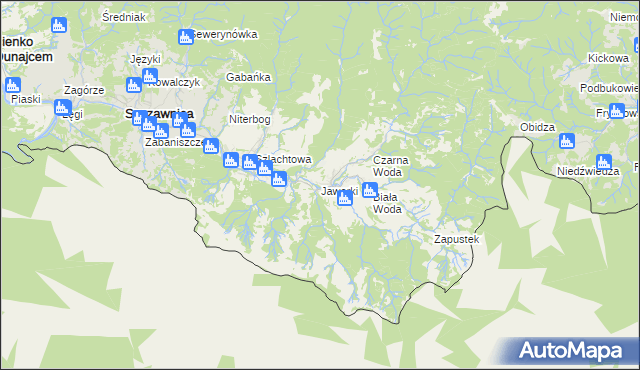 mapa Jaworki gmina Szczawnica, Jaworki gmina Szczawnica na mapie Targeo