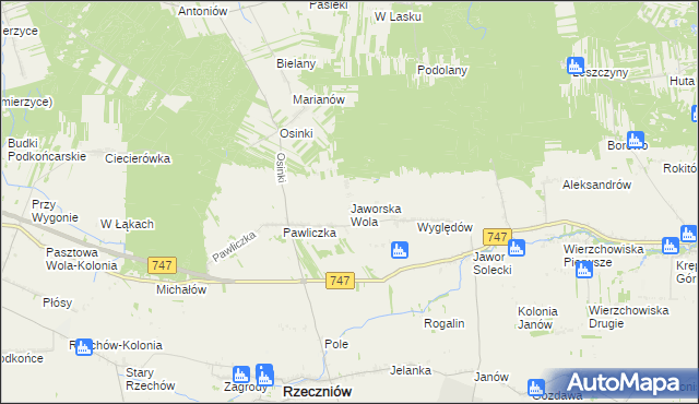 mapa Jaworska Wola, Jaworska Wola na mapie Targeo