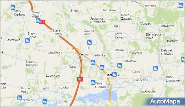 mapa Jedlanka gmina Jedlińsk, Jedlanka gmina Jedlińsk na mapie Targeo