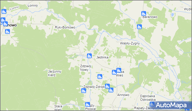 mapa Jedlinka gmina Chorzele, Jedlinka gmina Chorzele na mapie Targeo