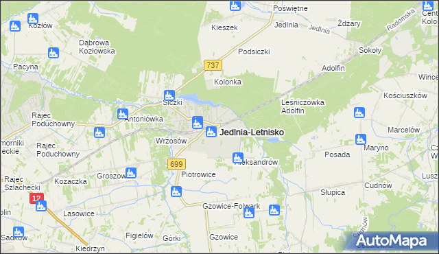 mapa Jedlnia-Letnisko, Jedlnia-Letnisko na mapie Targeo