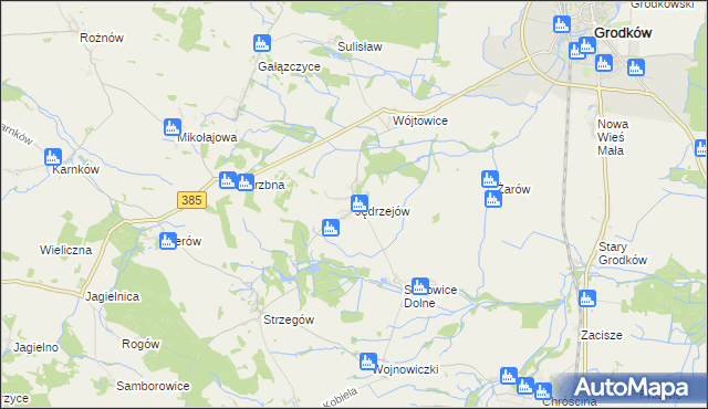 mapa Jędrzejów gmina Grodków, Jędrzejów gmina Grodków na mapie Targeo