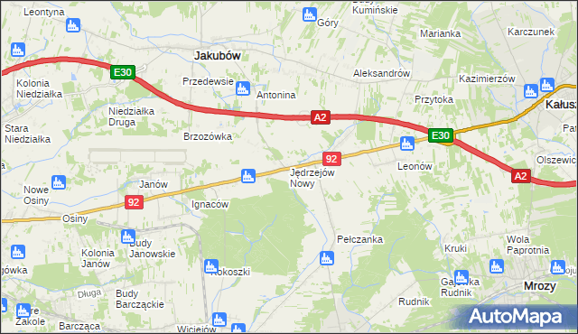 mapa Jędrzejów Nowy, Jędrzejów Nowy na mapie Targeo