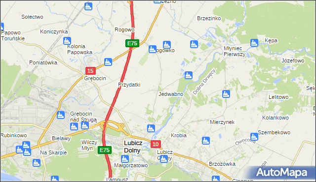 mapa Jedwabno gmina Lubicz, Jedwabno gmina Lubicz na mapie Targeo