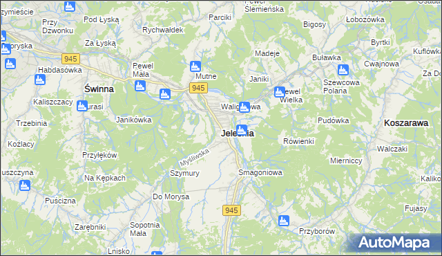 mapa Jeleśnia, Jeleśnia na mapie Targeo