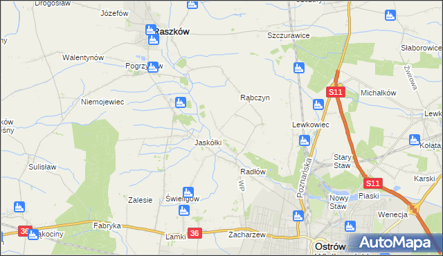 mapa Jelitów gmina Raszków, Jelitów gmina Raszków na mapie Targeo