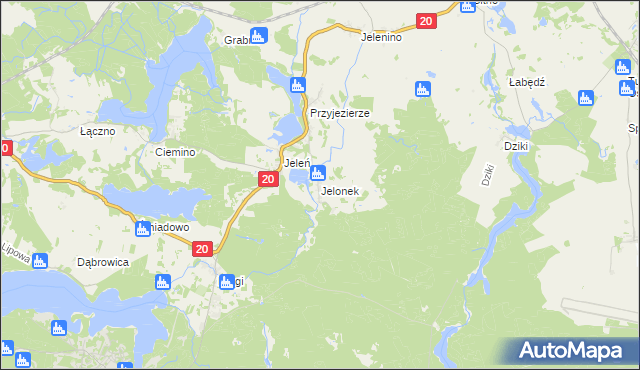 mapa Jelonek gmina Borne Sulinowo, Jelonek gmina Borne Sulinowo na mapie Targeo