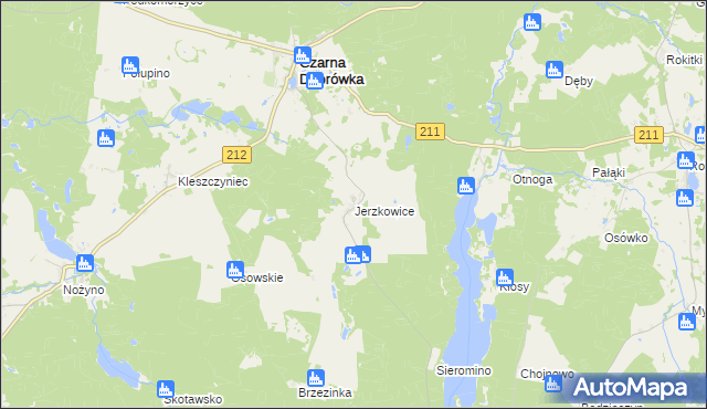 mapa Jerzkowice, Jerzkowice na mapie Targeo