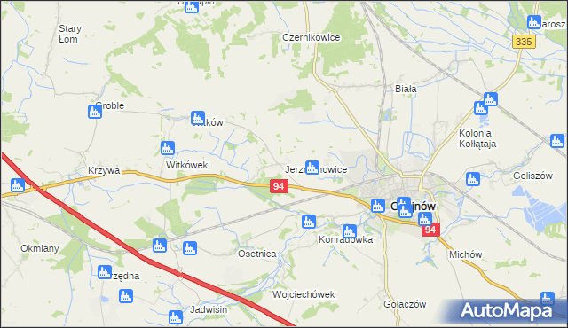 mapa Jerzmanowice gmina Chojnów, Jerzmanowice gmina Chojnów na mapie Targeo