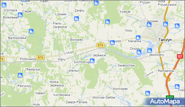 mapa Jeżewice gmina Tarczyn, Jeżewice gmina Tarczyn na mapie Targeo