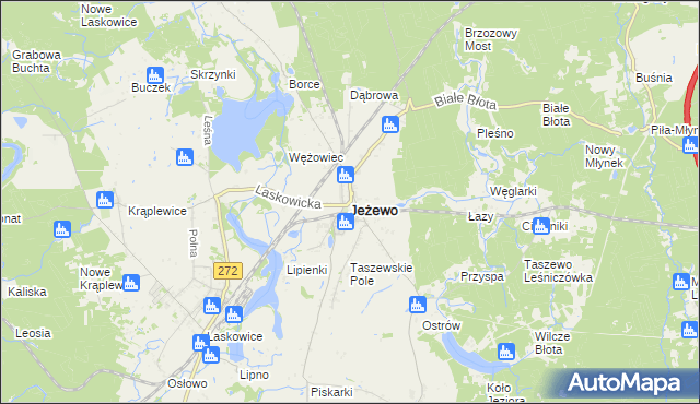 mapa Jeżewo powiat świecki, Jeżewo powiat świecki na mapie Targeo