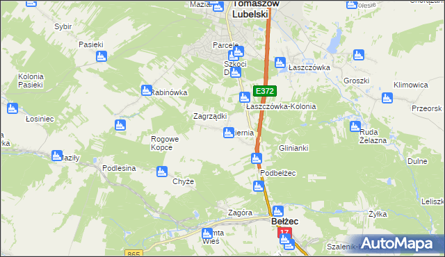 mapa Jeziernia, Jeziernia na mapie Targeo