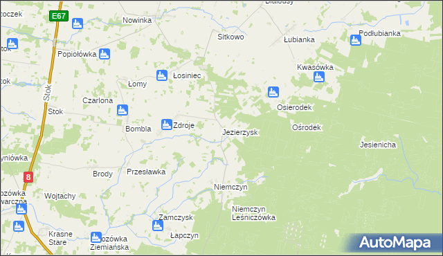 mapa Jezierzysk, Jezierzysk na mapie Targeo