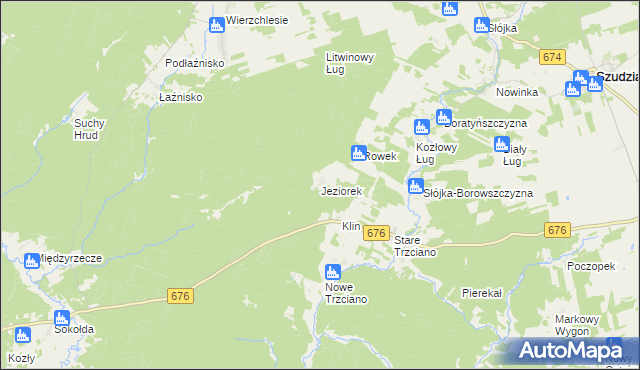 mapa Jeziorek gmina Szudziałowo, Jeziorek gmina Szudziałowo na mapie Targeo