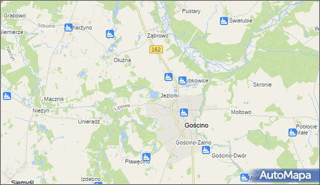 mapa Jeziorki gmina Gościno, Jeziorki gmina Gościno na mapie Targeo